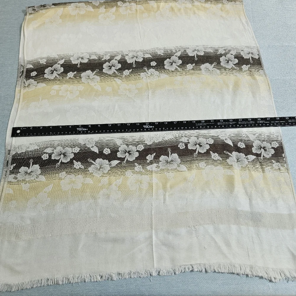 Womens 100% Cashmere Unbranded Scarf Wide Blanket Scarf Wrap Cozy‎ Ivory Floral